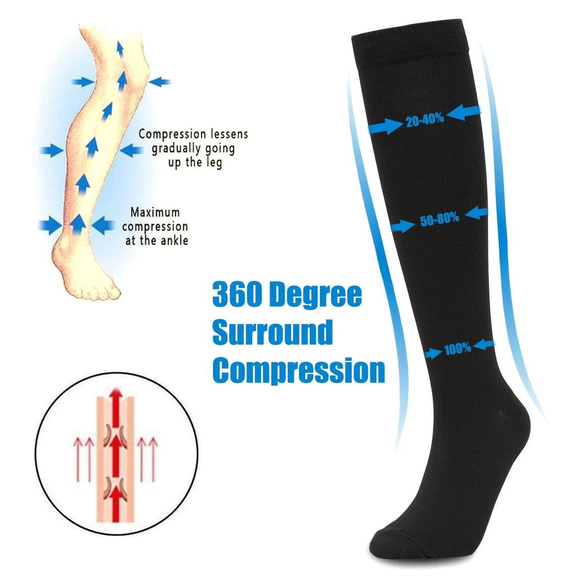 Black Compression Socks 2 Pairs